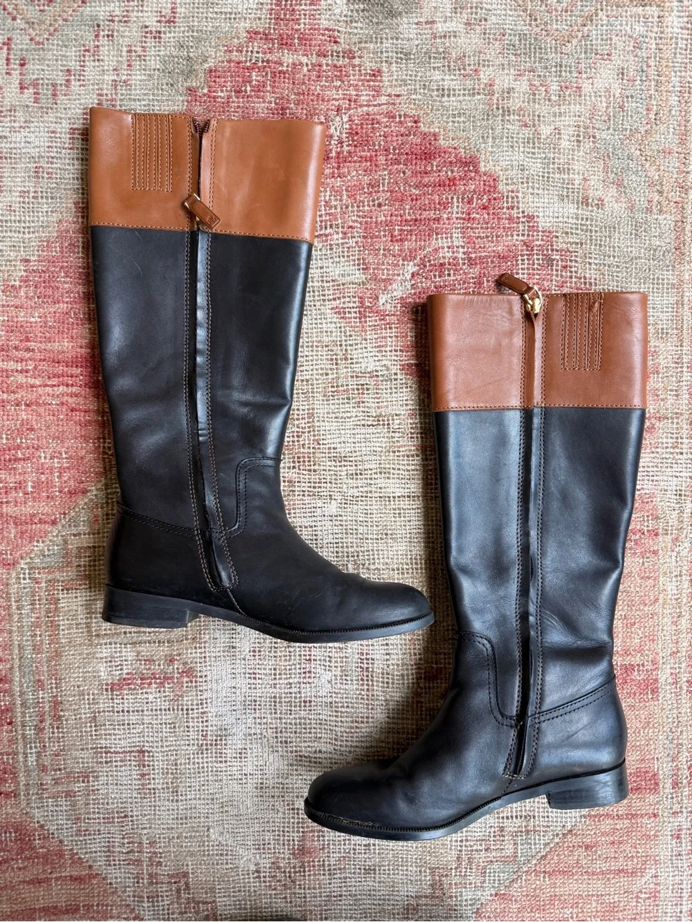 Ralph Lauren equestrian fall Leather Over-the-Knee Boots with Cognac Cuff